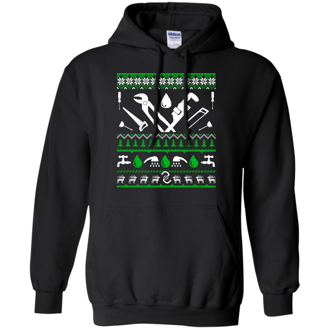 Plumber Christmas Sweater-T-Shirt & Hoodie-Pullover Hoodie-Black