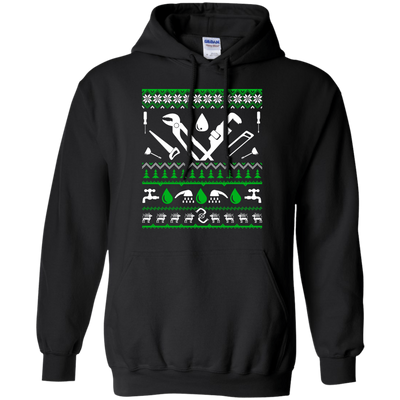 Plumber Christmas Sweater-T-Shirt & Hoodie-Pullover Hoodie-Black