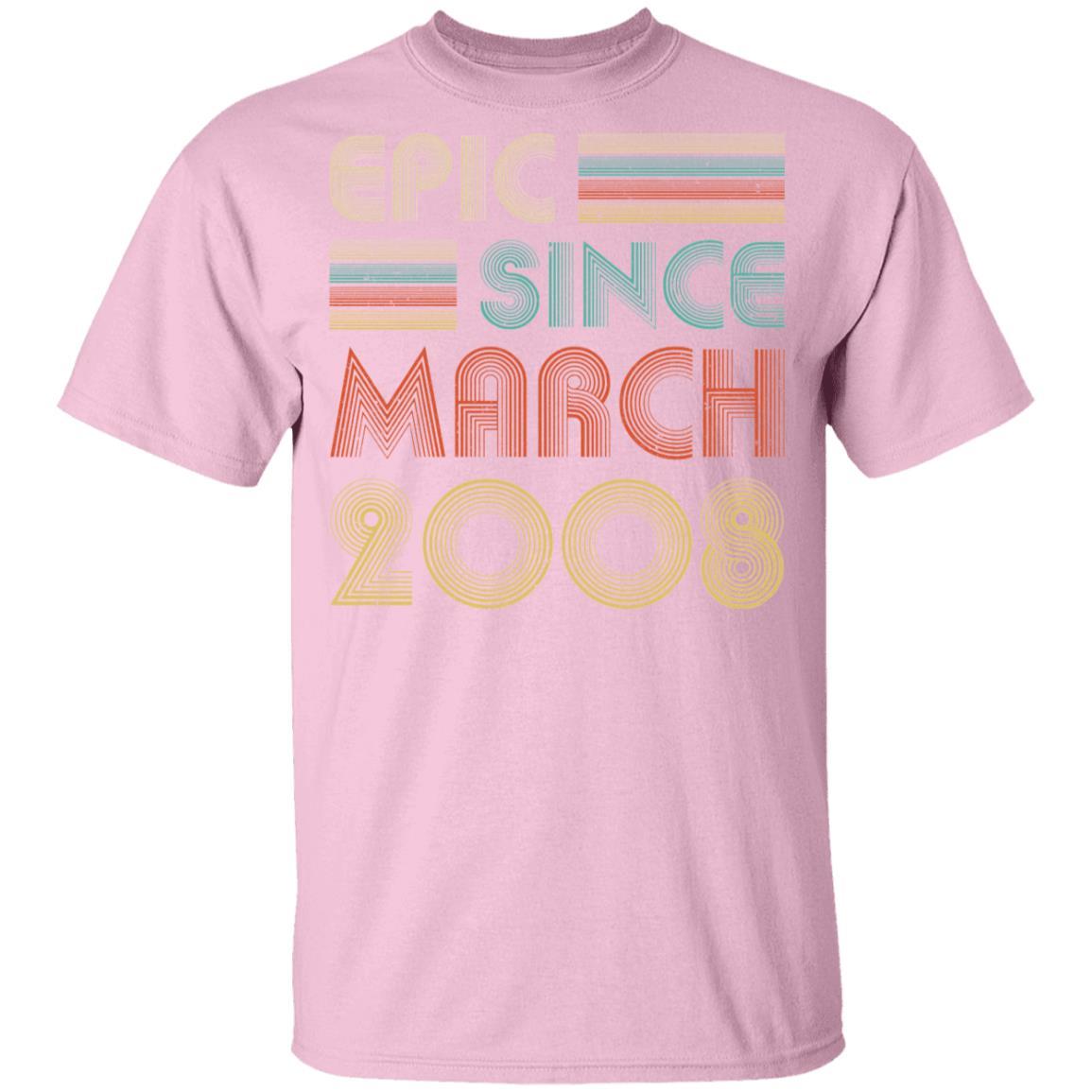 Epic Since March 2008 Vintage 13th Birthday Gifts Youth-Youth Shirt-Youth T-Shirt-Light Pink