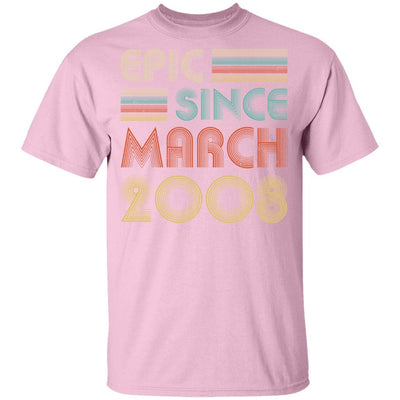 Epic Since March 2008 Vintage 13th Birthday Gifts Youth-Youth Shirt-Youth T-Shirt-Light Pink