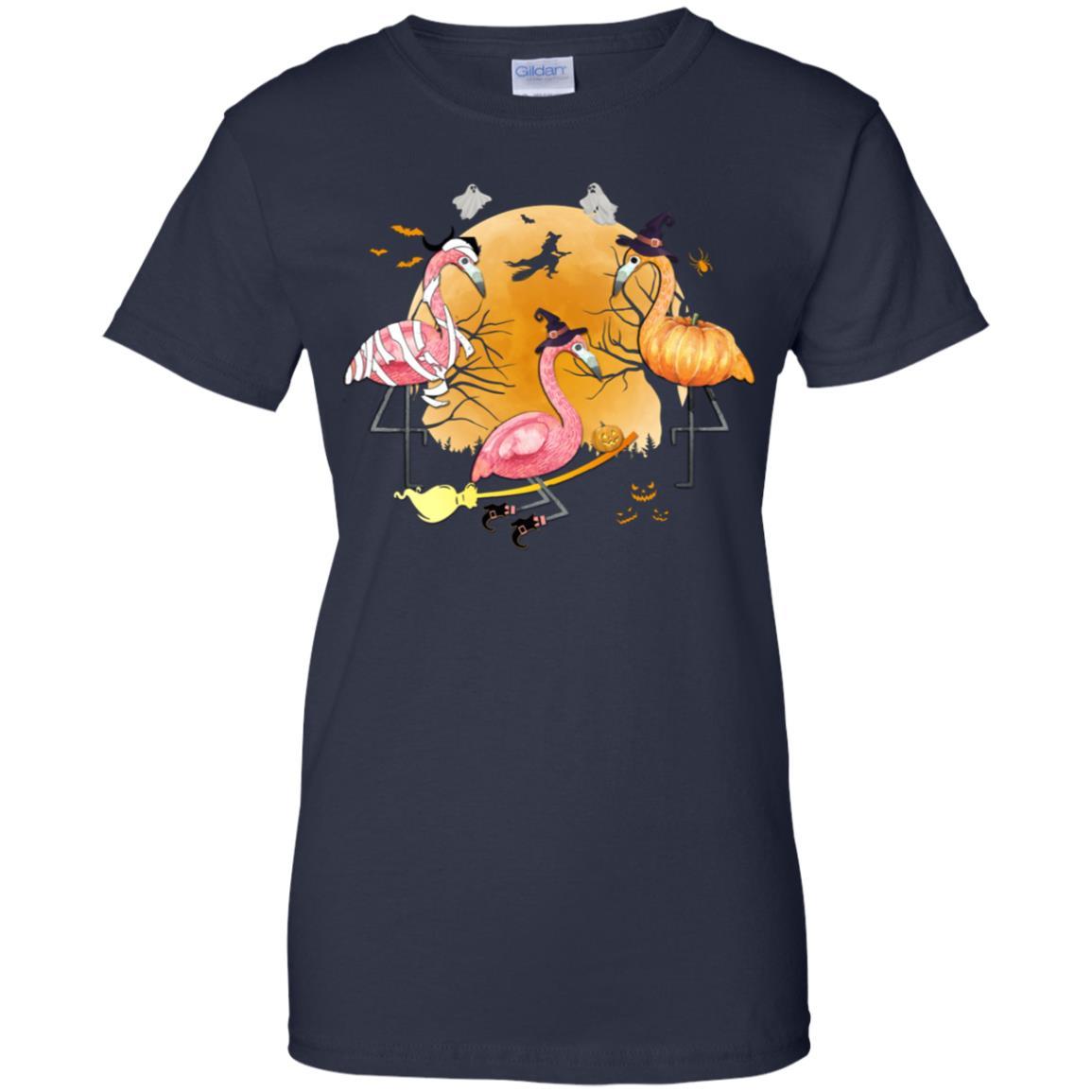 Flamingo Lover Funny Pumpkin Halloween Party-T-Shirt & Hoodie-Women's T-Shirt-Navy