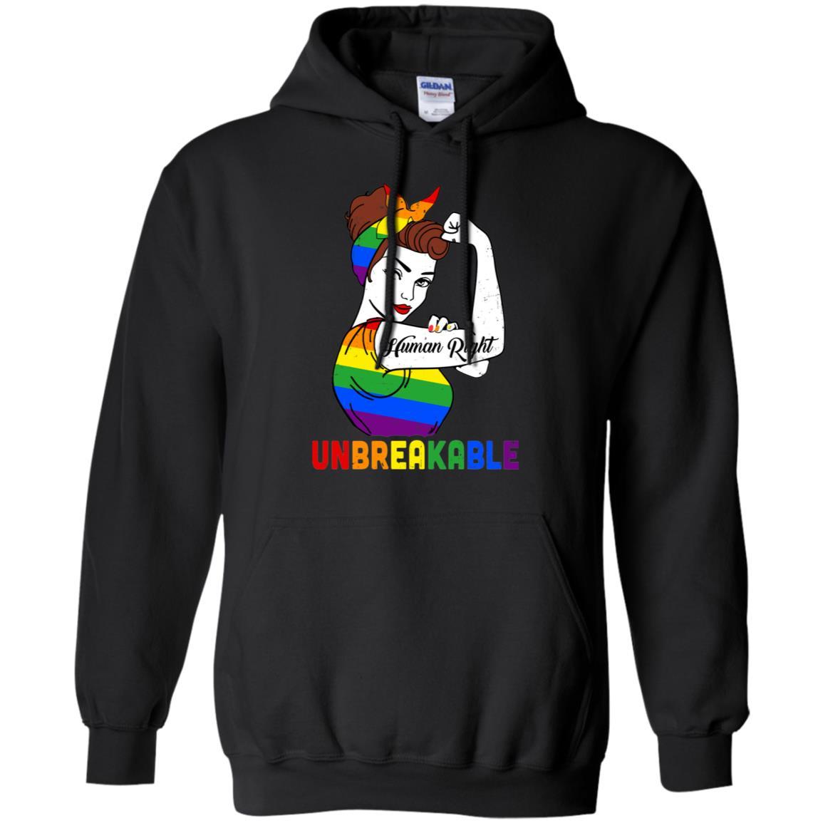 Lady Human Right Unbreakable Rainbow LGBT Pride Month-T-Shirt & Hoodie-Pullover Hoodie-Black