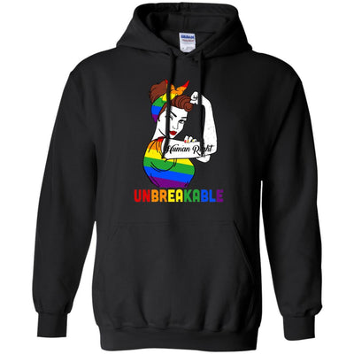 Lady Human Right Unbreakable Rainbow LGBT Pride Month-T-Shirt & Hoodie-Pullover Hoodie-Black