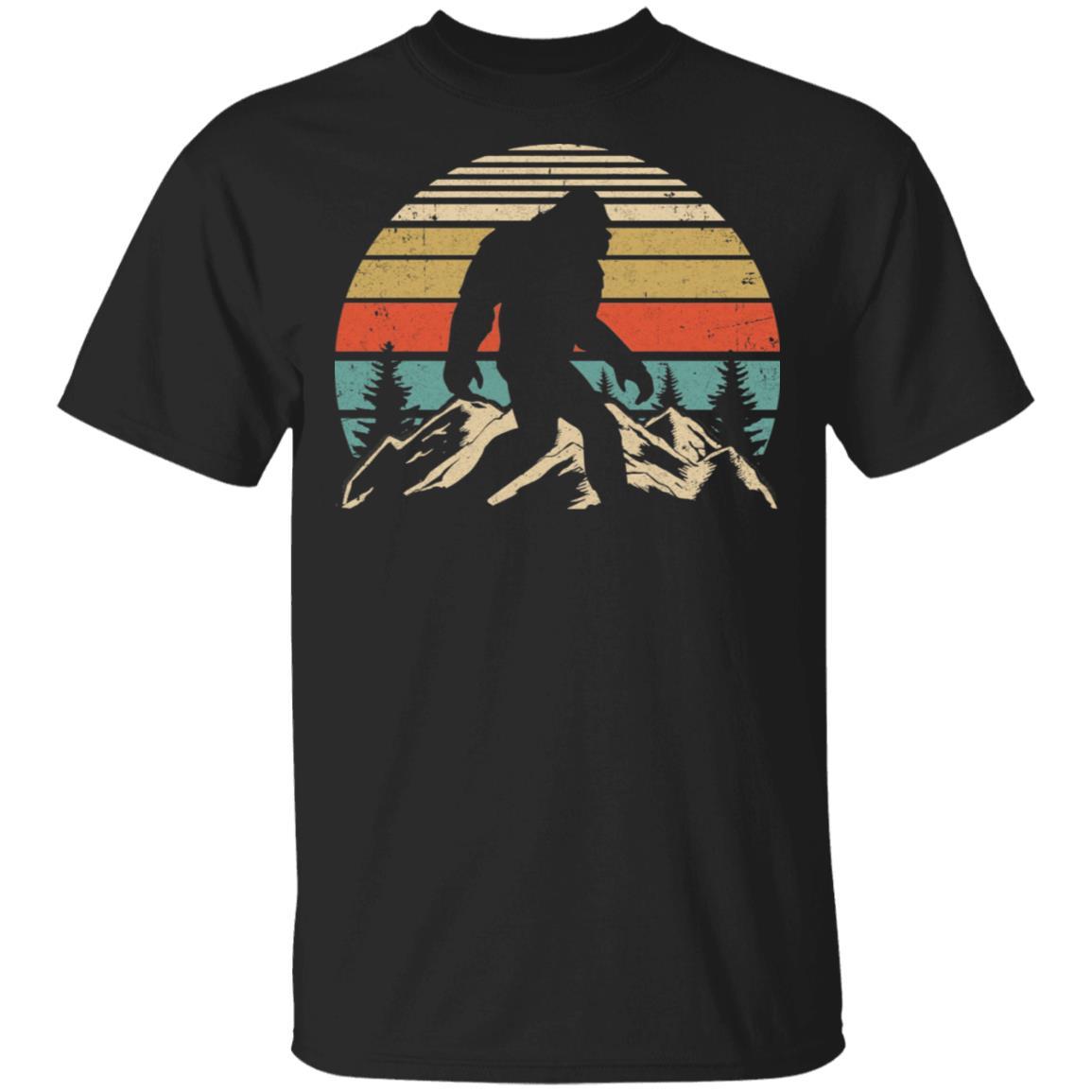 Vintage Bigfoot Silhouette Mountain Sun Believe