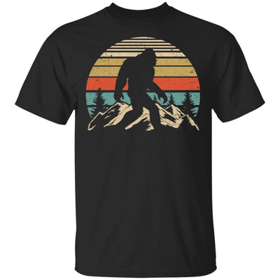 Vintage Bigfoot Silhouette Mountain Sun Believe-T-Shirt & Hoodie-Classic T-Shirt-Black