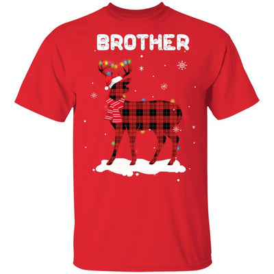 Brother Deer Red Plaid Christmas Family Matching Pajamas-T-Shirt & Sweatshirt-Classic T-Shirt-Red