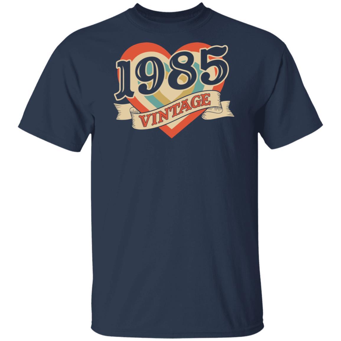 36th Birthday Gifts Classic Retro Heart Vintage 1985-T-Shirt & Tank Top-Classic T-Shirt-Navy