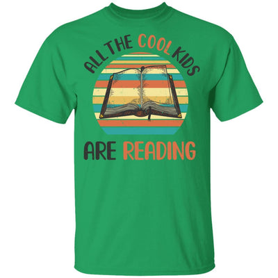 Retro Vintage Sunset All The Cool Kids Are Reading Youth-Youth Shirt-Youth T-Shirt-Irish Green