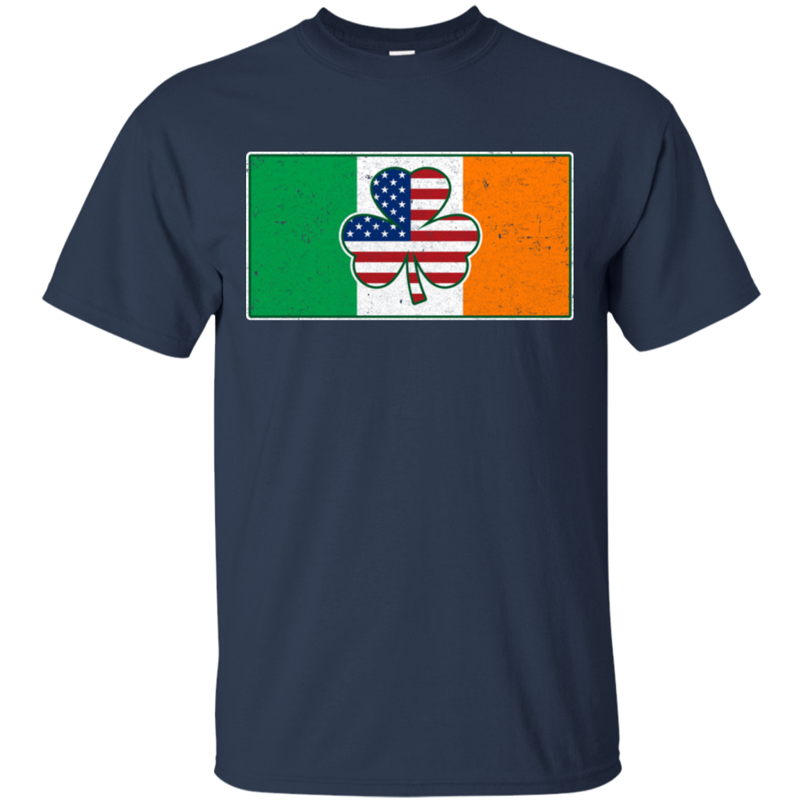 Shamrock Irish Ireland USA American Flag Gift-T-Shirt & Hoodie-Classic T-Shirt-Navy