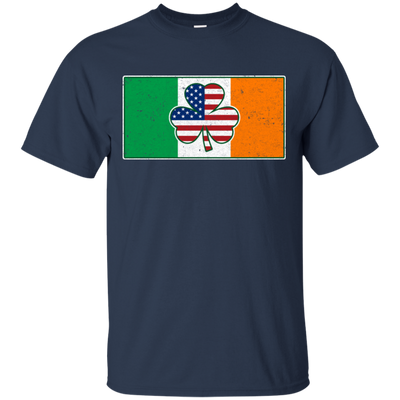 Shamrock Irish Ireland USA American Flag Gift-T-Shirt & Hoodie-Classic T-Shirt-Navy