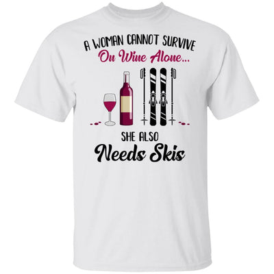 A Woman Cannot Survive On Wine Alone She Also Needs Skis Gift-T-Shirt & Tank Top-Classic T-Shirt-White