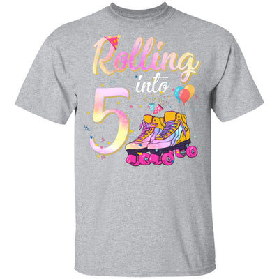 5 Years Old Birthday Girls Roller Skates 80's 5th Birthday Youth-Youth Shirt-Youth T-Shirt-Sport Grey