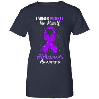 I Wear Purple For Myself Support Alzheimer's Awareness-T-Shirt & Hoodie-Women's T-Shirt-Navy