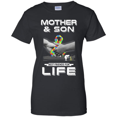 Autism Awareness Mother And Son Best Friends For Life-T-Shirt & Hoodie-Women's T-Shirt-Black