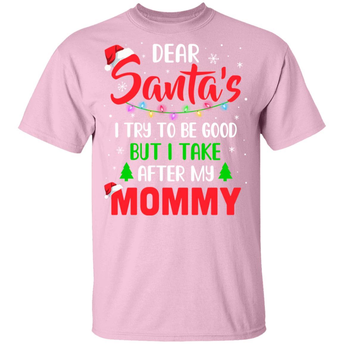 Dear Santa I Tried To Be Good But My Mommy Christmas Kids Youth-Youth Shirt-Youth T-Shirt-Light Pink
