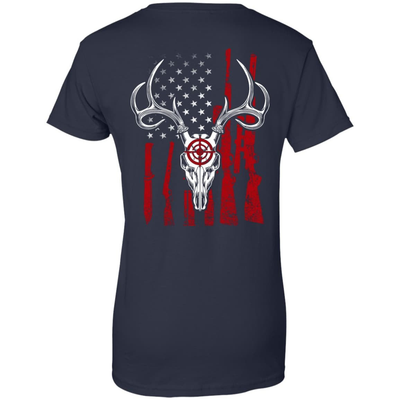 Deer Hunting American Flag-T-Shirt & Hoodie-Women's T-Shirt-Navy