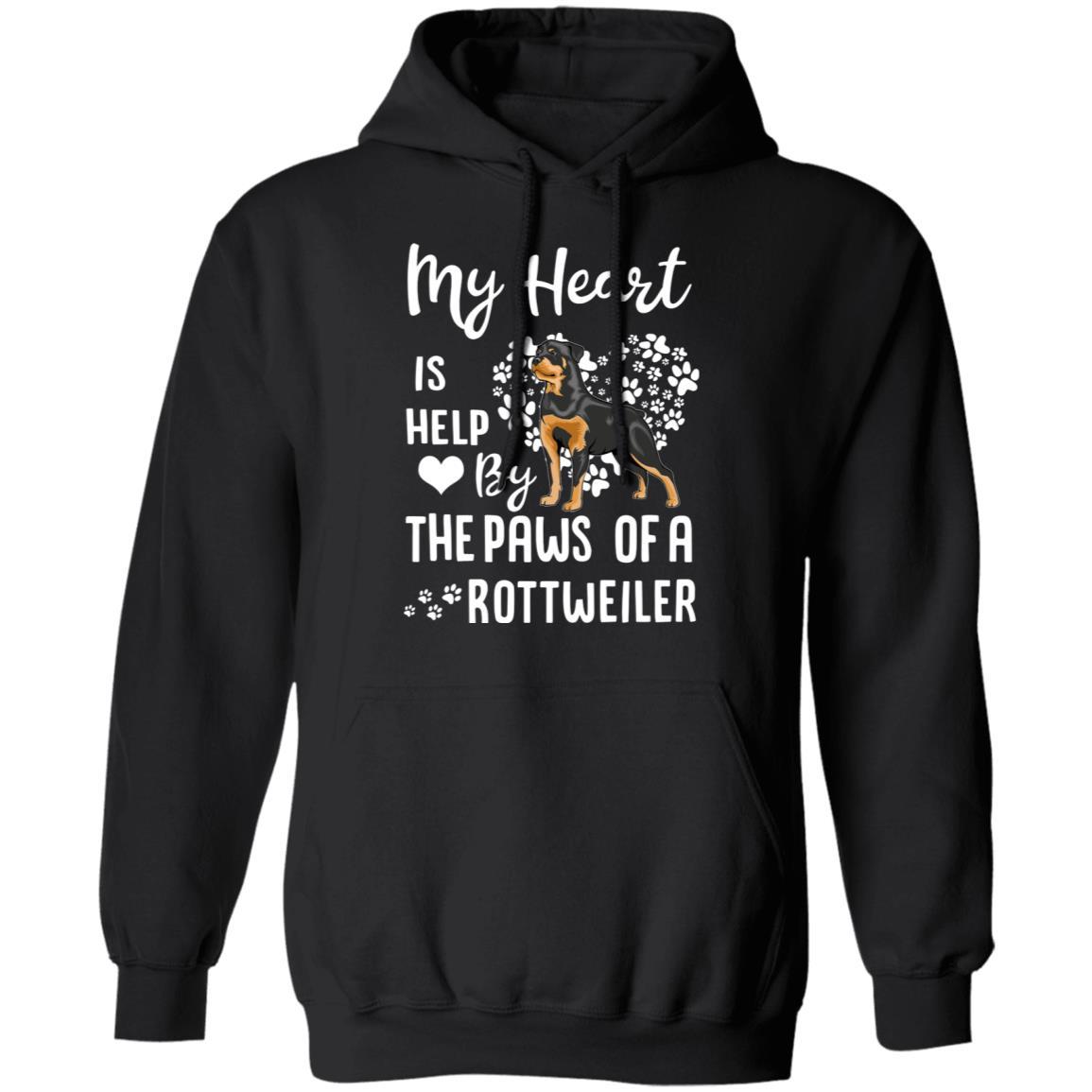 My Heart Is Held By The Paws Of A Rottweiler Lover-T-Shirt & Hoodie-Pullover Hoodie-Black