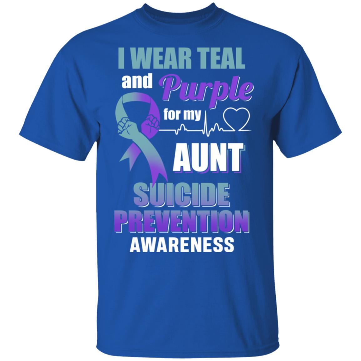 I Wear Teal And Purple For My Aunt Suicide Prevention-T-Shirt & Hoodie-Classic T-Shirt-Royal
