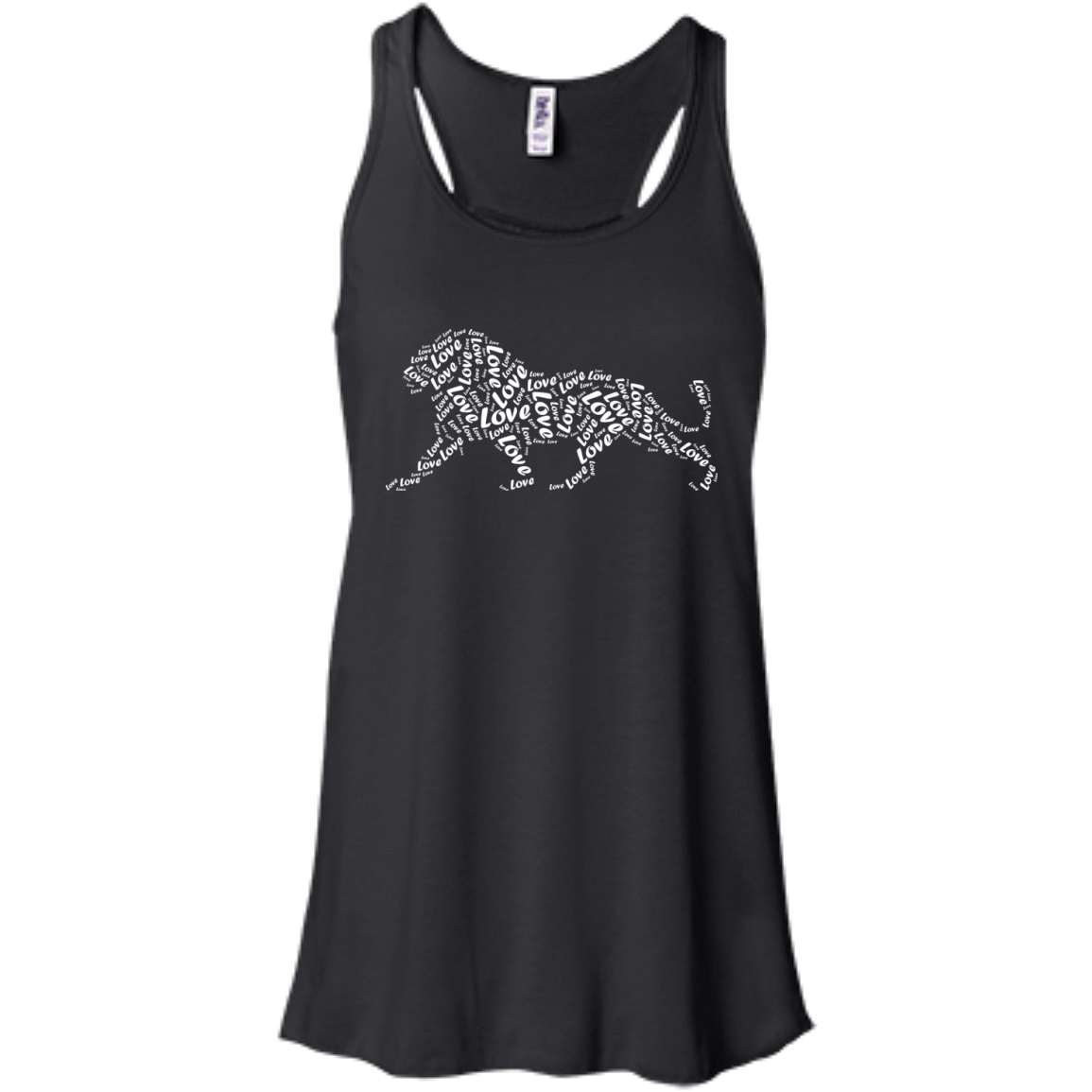 I Love Lion T-Shirt Word Graphic Tee-T-Shirt & Hoodie-Women's Flowy Racerback Tank-Black