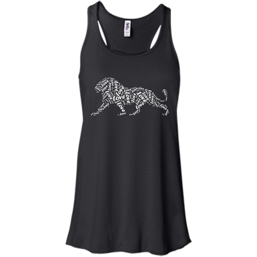 I Love Lion T-Shirt Word Graphic Tee-T-Shirt & Hoodie-Women's Flowy Racerback Tank-Black