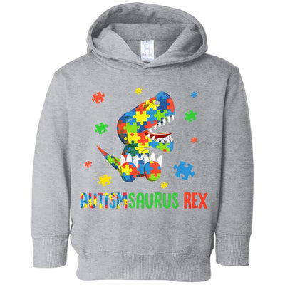 Autismsaurus Rex Autism Dinosaur T-Rex For Kids Youth-Youth Shirt-Toddler Fleece Hoodie-Heather Grey