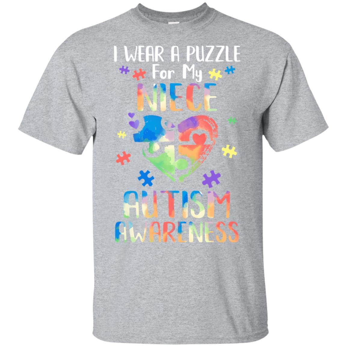 I Wear A Puzzle For My Niece Autism Awareness-T-Shirt & Hoodie-Classic T-Shirt-Sport Grey