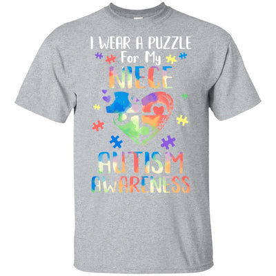 I Wear A Puzzle For My Niece Autism Awareness-T-Shirt & Hoodie-Classic T-Shirt-Sport Grey