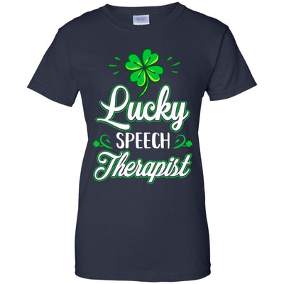 Lucky Speech Therapist St Patricks Day School Teacher-T-Shirt & Hoodie-Women's T-Shirt-Navy