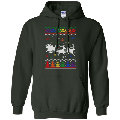 Rainbow Christmas Through The Snow Together-T-Shirt & Hoodie-Pullover Hoodie-Forest Green