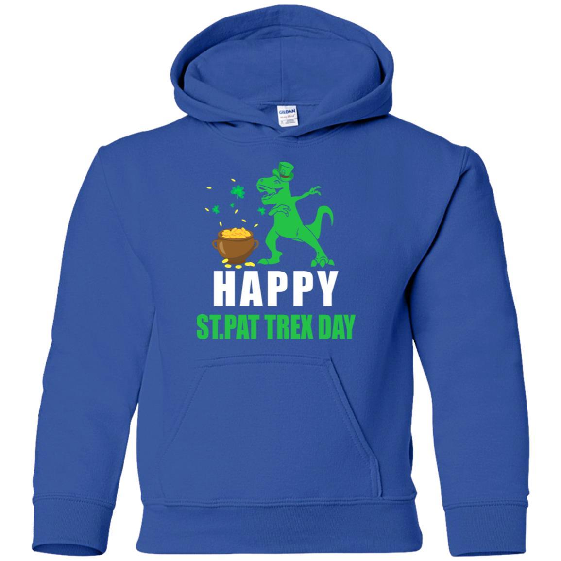Happy St Pat T-Rex Day Dinosaur St Patrick's Day Youth-Youth Shirt-Youth Pullover Hoodie-Royal