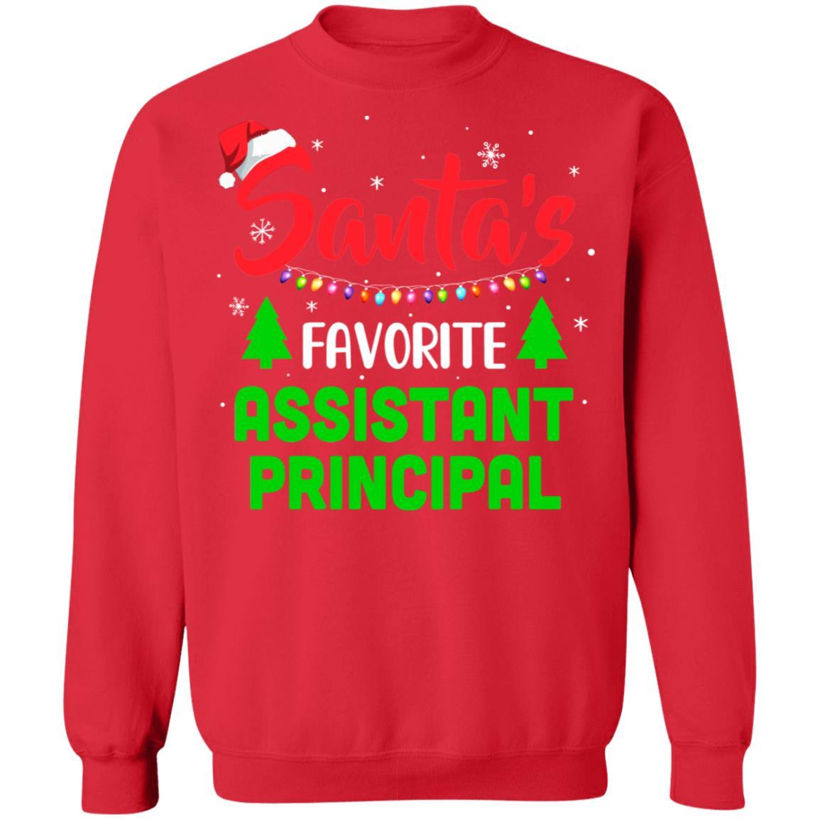 Santa's Favorite Assistant principal Funny Christmas Xmas Gifts-T-Shirt & Sweatshirt-Crewneck Sweatshirt-Red