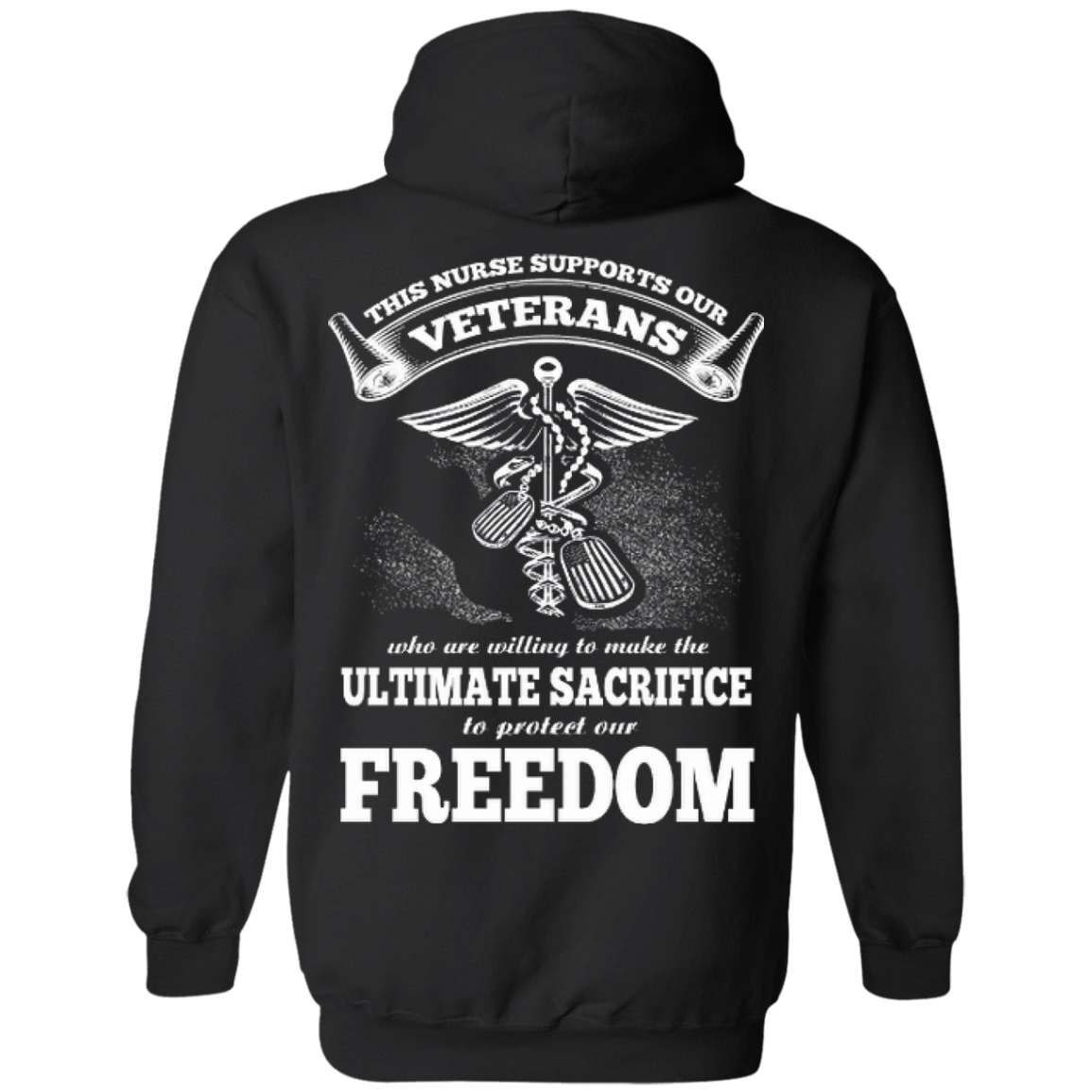 THIS NURSE SUPPORTS OUR VETERANS-T-Shirt & Hoodie-Pullover Hoodie-Black