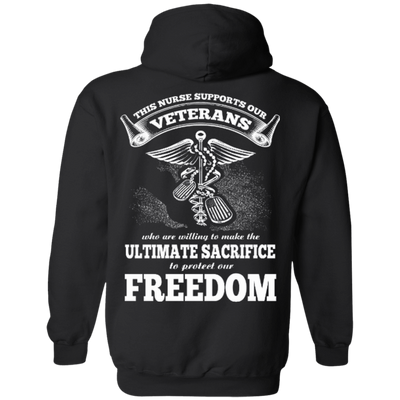 THIS NURSE SUPPORTS OUR VETERANS-T-Shirt & Hoodie-Pullover Hoodie-Black