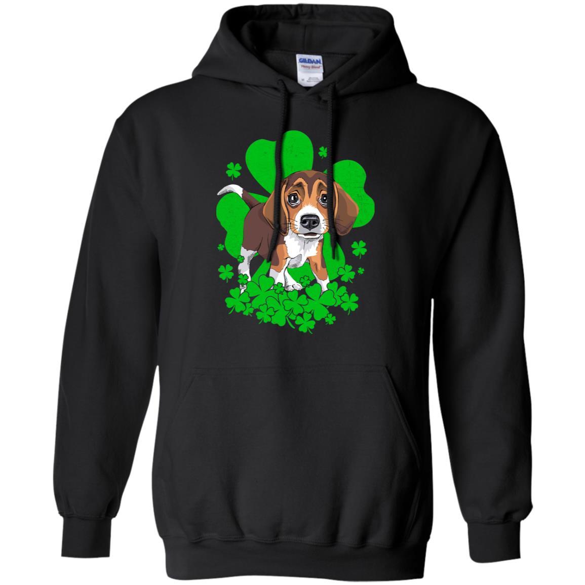 Beagle St. Patrick's Day Clovers-T-Shirt & Hoodie-Pullover Hoodie-Black