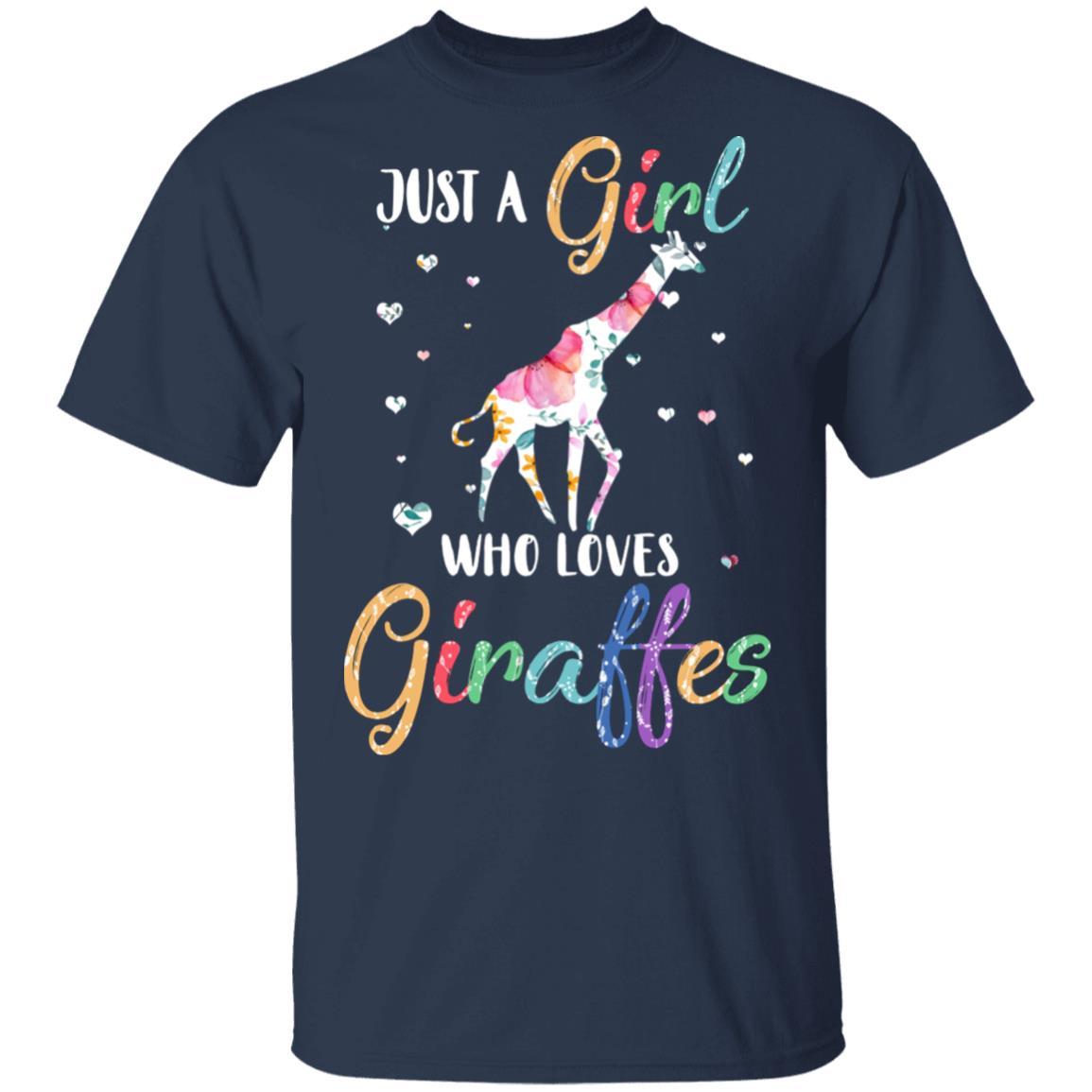 Just A Girl Who Loves Giraffes Cute Giraffe Lover-T-Shirt & Hoodie-Classic T-Shirt-Navy