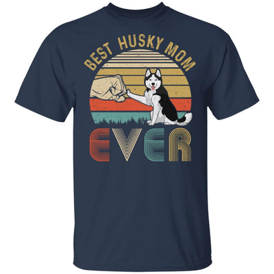 Vintage Best Husky Mom Ever Bump Fit Funny Mom Gifts-T-Shirt & Hoodie-Classic T-Shirt-Navy
