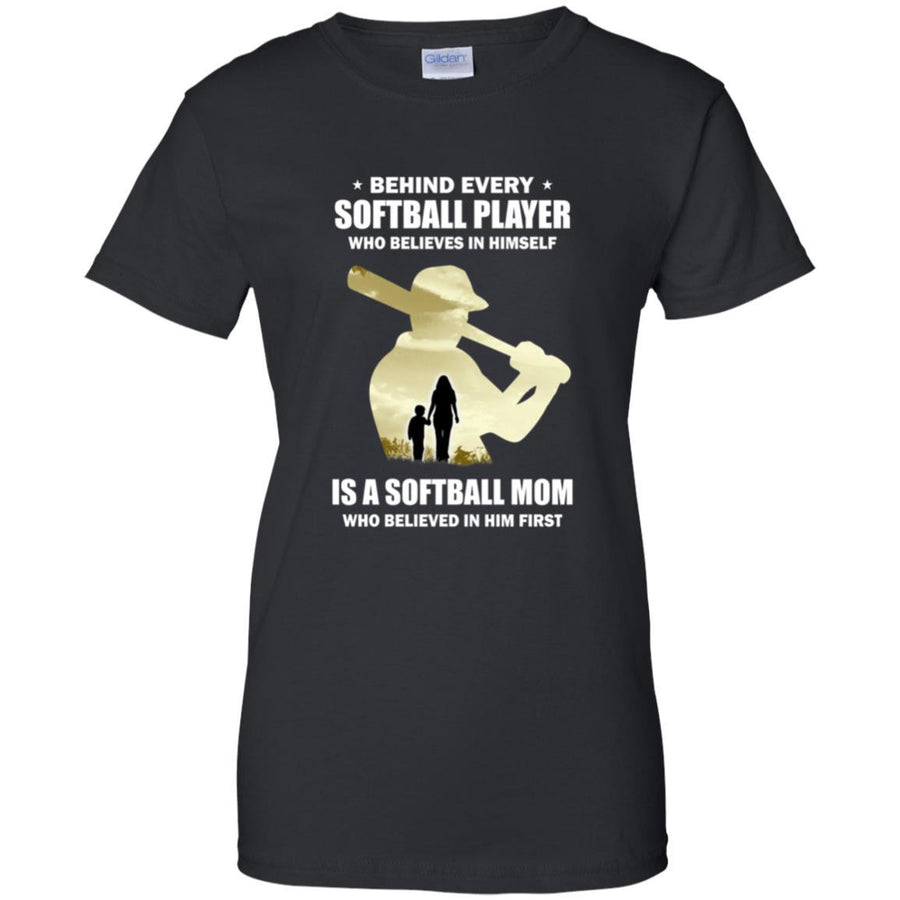 Behind Every Softball Player Is A Mom That Believes-T-Shirt & Hoodie-Women's T-Shirt-Black