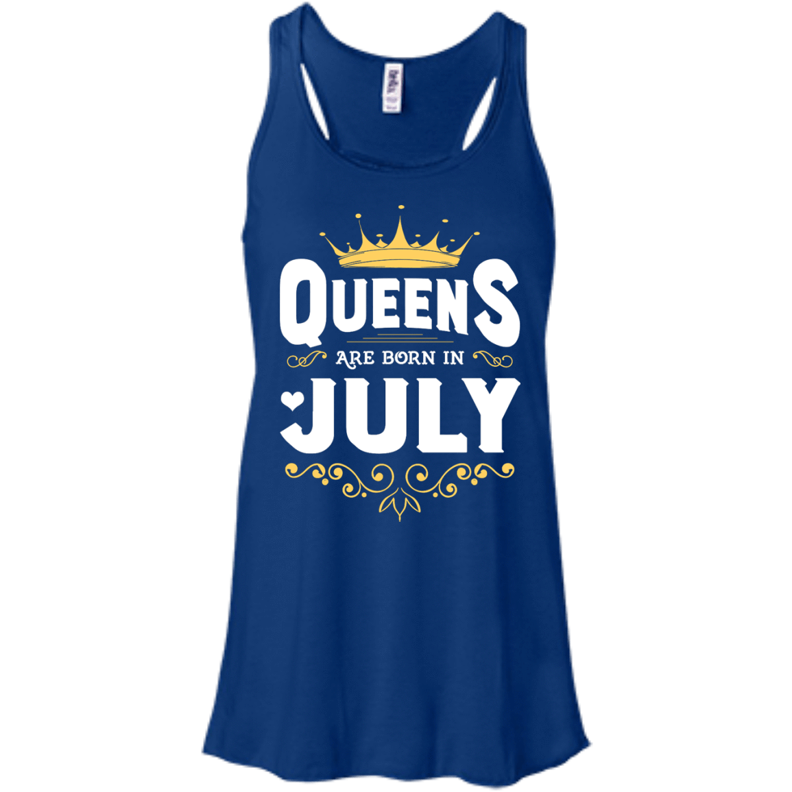 Queens Are Born In July-T-Shirt & Hoodie-Women's Flowy Racerback Tank-True Royal