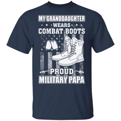My Granddaughter Wears Combat Boots Proud Military Papa-T-Shirt & Hoodie-Classic T-Shirt-Navy