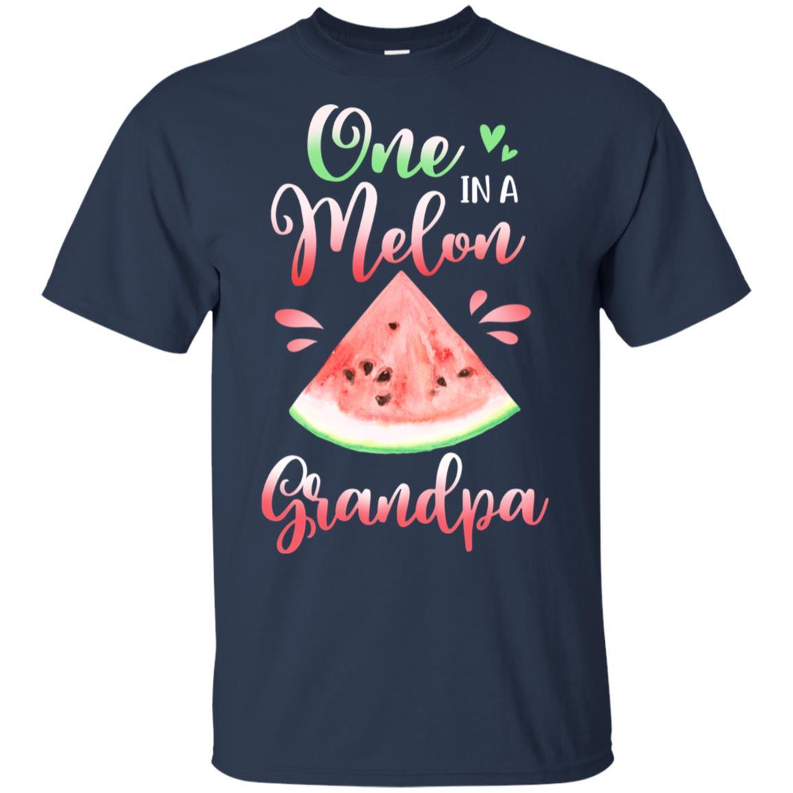 One In A Melon Grandpa Funny Watermelon Birthday Gifts-T-Shirt & Hoodie-Classic T-Shirt-Navy