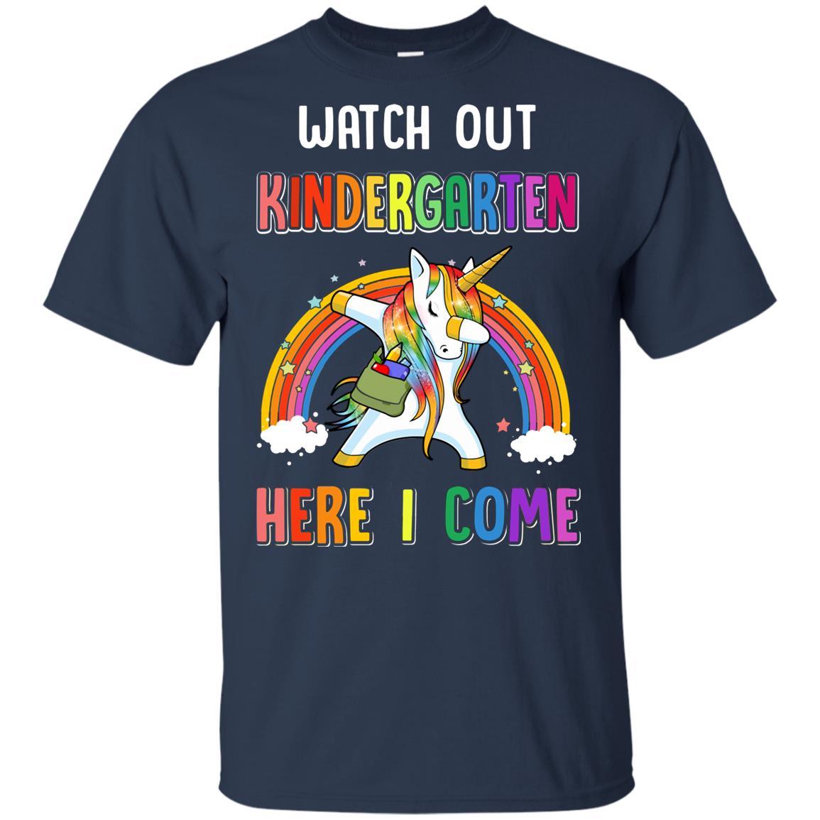 Kindergarten Here I Come Unicorn Back To School Youth-Youth Shirt-Youth T-Shirt-Navy