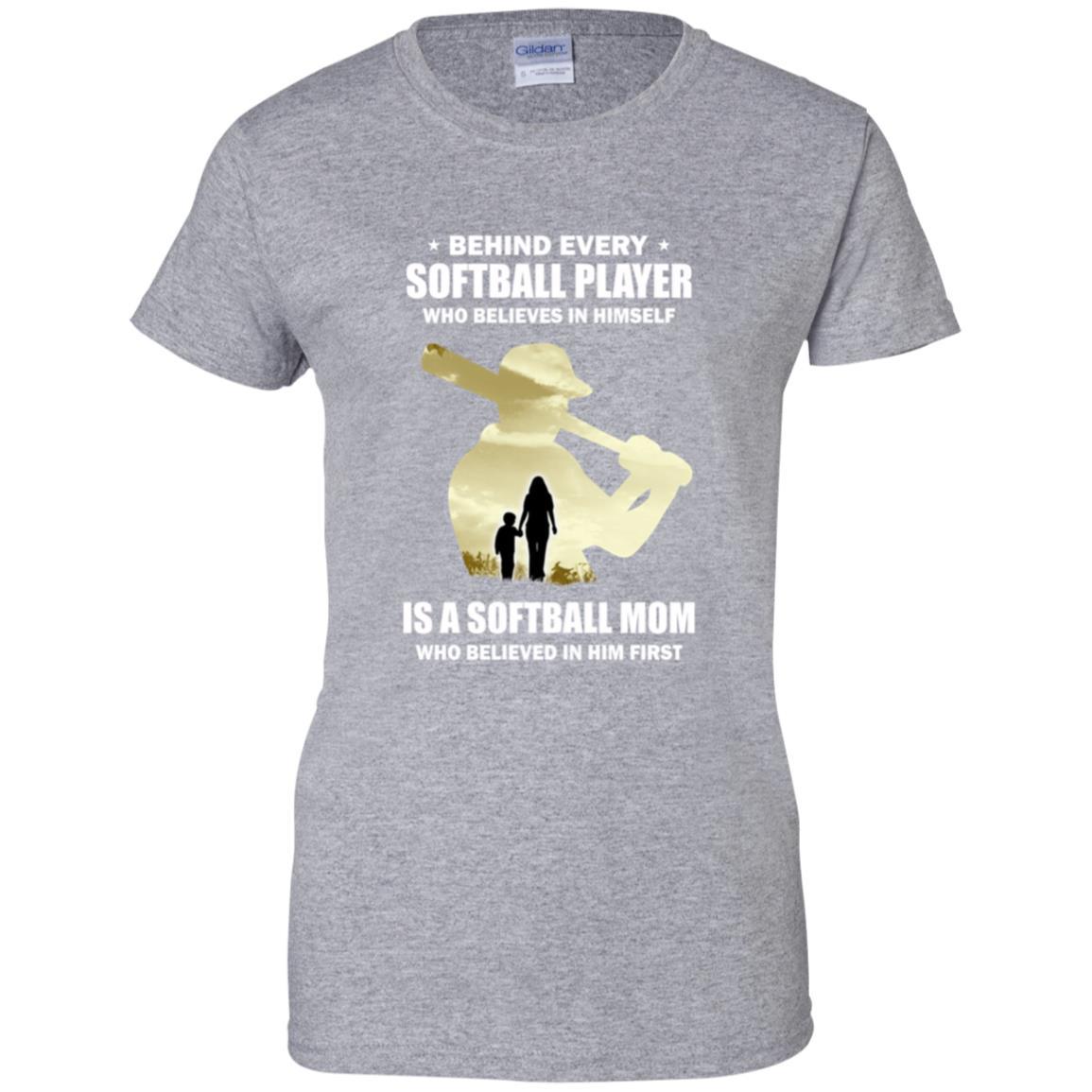 Behind Every Softball Player Is A Mom That Believes-T-Shirt & Hoodie-Women's T-Shirt-Sport Grey