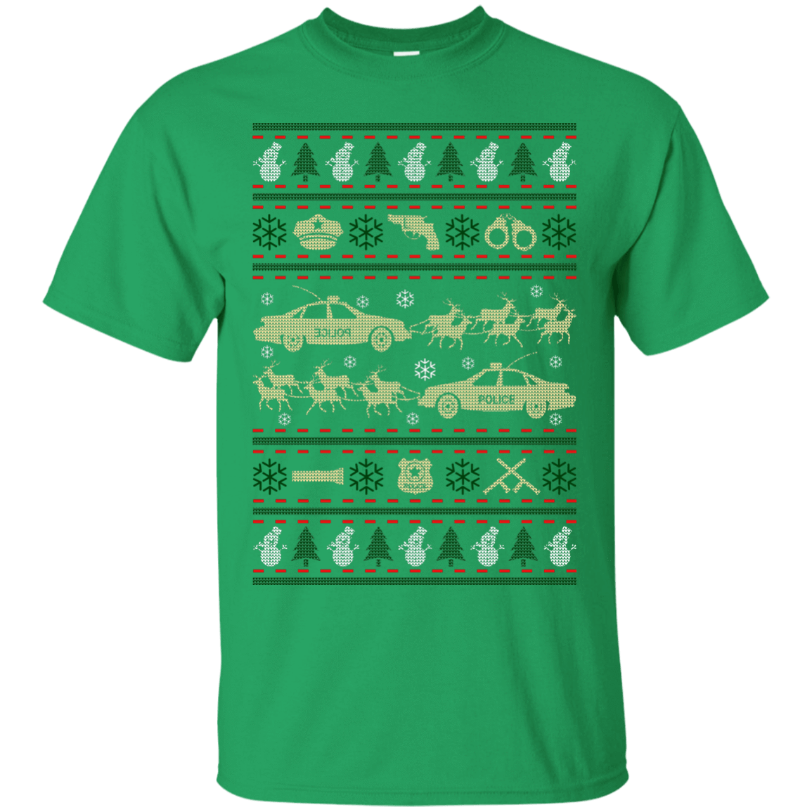 Police Christmas Ugly Sweater-T-Shirt & Hoodie-Classic T-Shirt-Irish Green