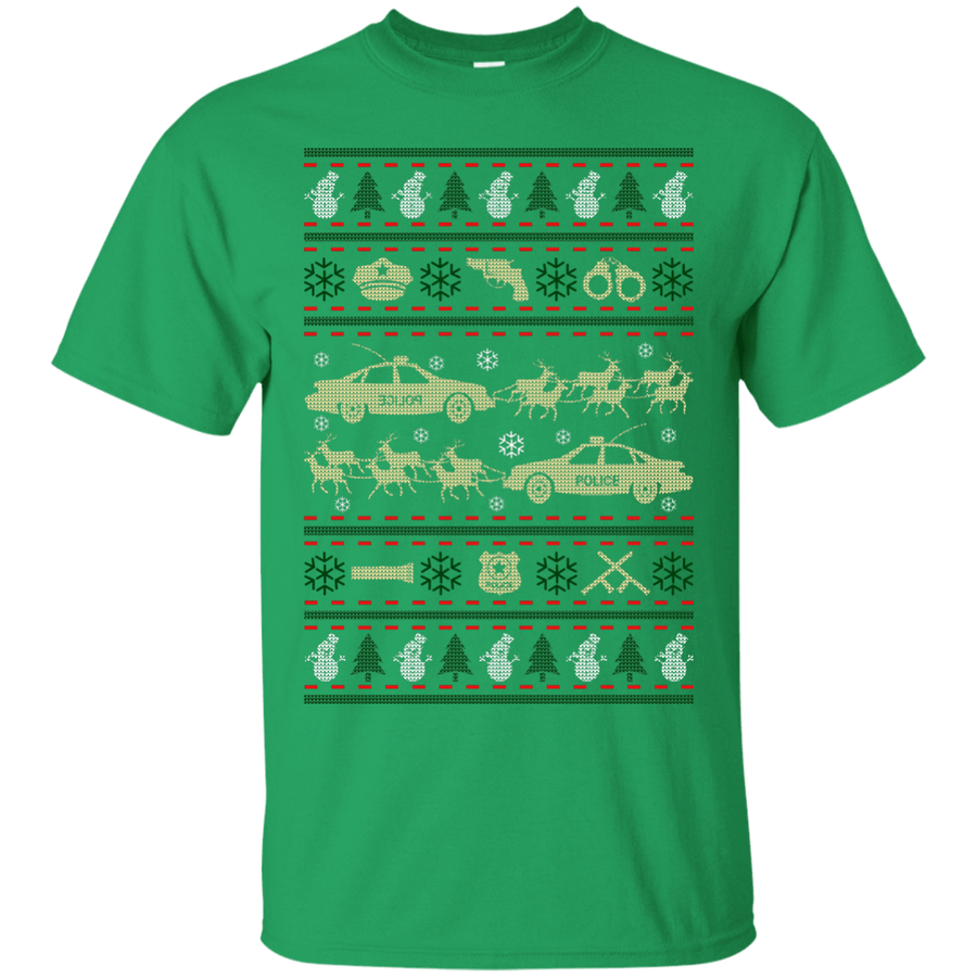 Police Christmas Ugly Sweater-T-Shirt & Hoodie-Classic T-Shirt-Irish Green