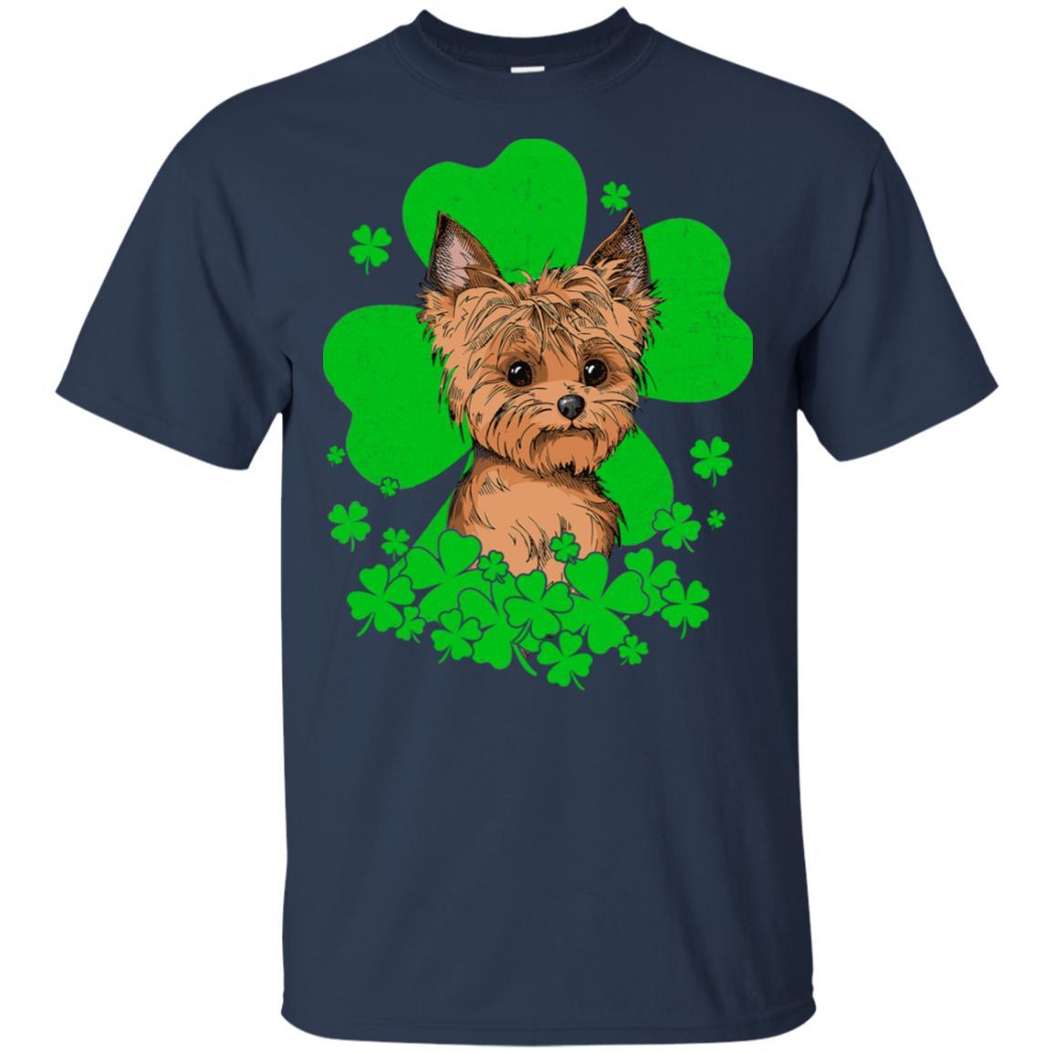 Yorkie St. Patrick's Day Clovers-T-Shirt & Hoodie-Classic T-Shirt-Navy