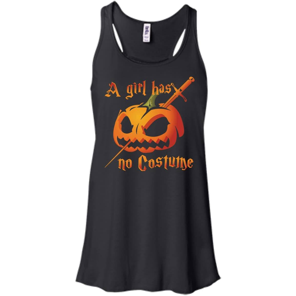 A Girl Has No Costume Halloween-T-Shirt & Hoodie-Women's Flowy Racerback Tank-Black