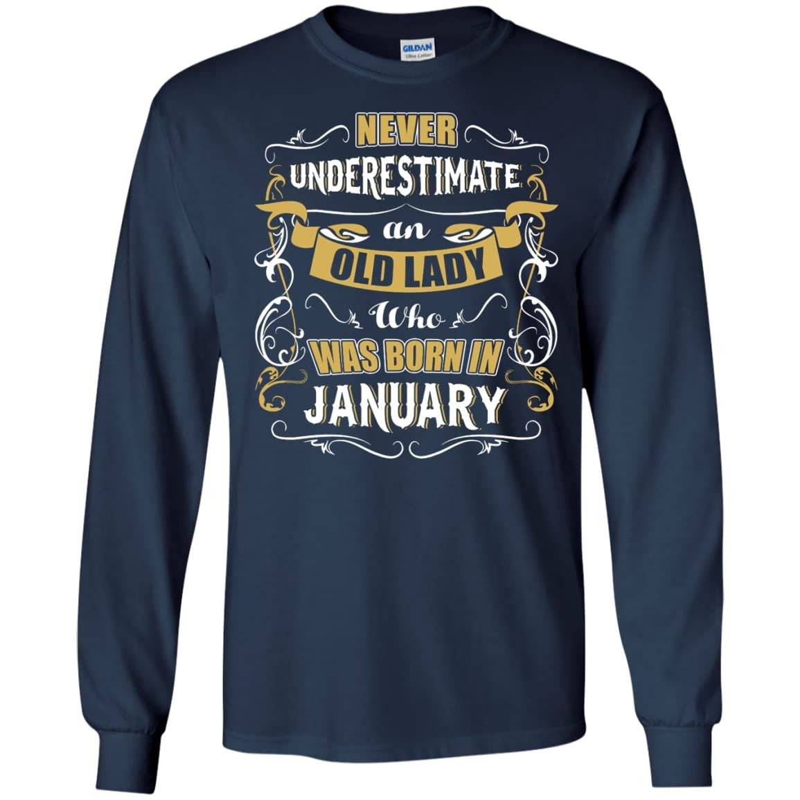 An Old Lady Who Was Born In January-T-Shirt & Hoodie-Long Sleeve T-Shirt-Navy