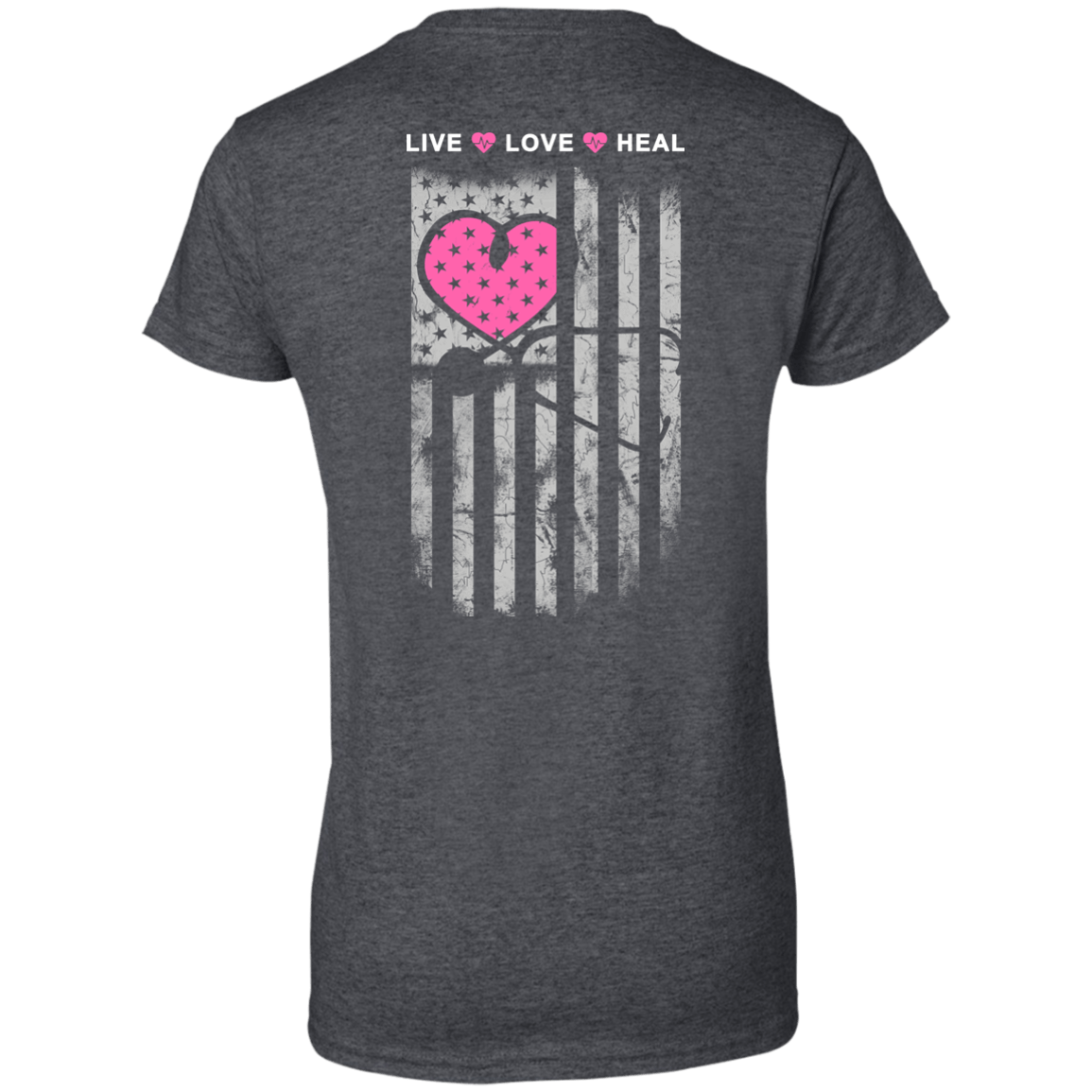 Nurse Heart Flag American Live Love Heal-T-Shirt & Hoodie-Women's T-Shirt-Dark Heather