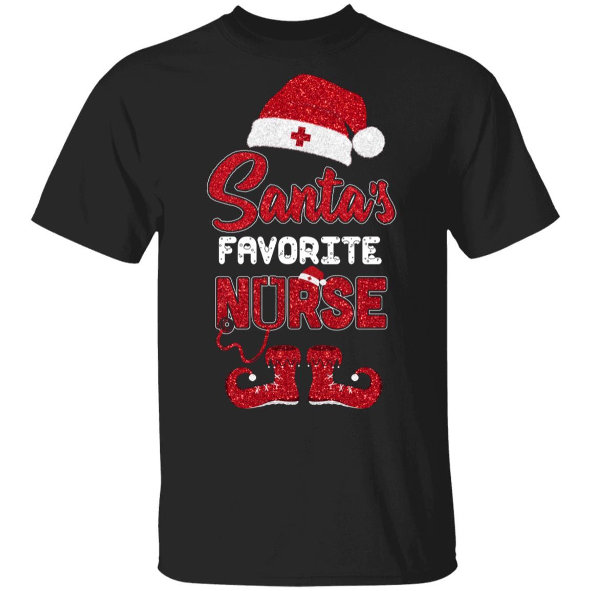 Santa's Favorite Nurse Christmas-T-Shirt & Sweatshirt-Classic T-Shirt-Black