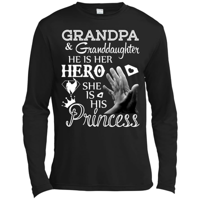 Grandpa & Granddaughter He Is Her Hero-T-Shirt & Hoodie-Long Sleeve T-Shirt-Black